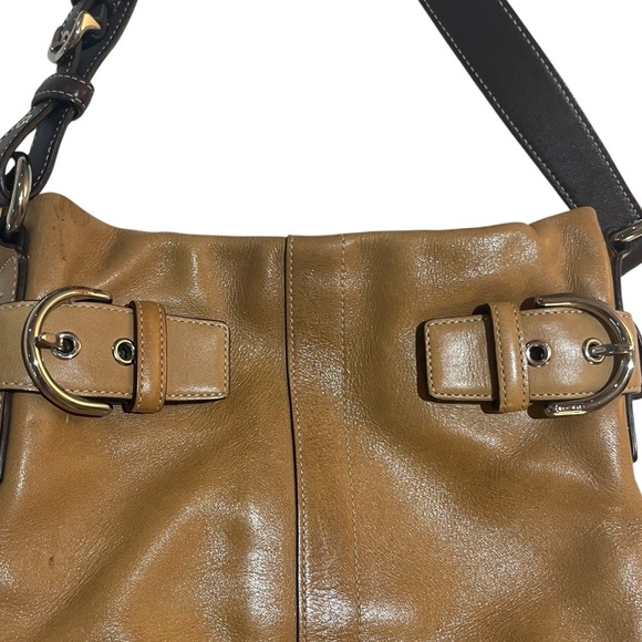 Coach Vintage SoHo Slim Buckle Bag Tan & Chocolate Brown Silver Detail - Picture 3 of 11